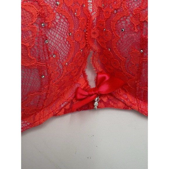 Victoria's Secret Very Sexy Plunge Push Up Bra 38B Pink Rhinestone - Picture 2 of 4
